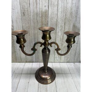 Vtg Solid Brass Century Candelabra Candlestick Holder Art Nouveau 11'' Tall